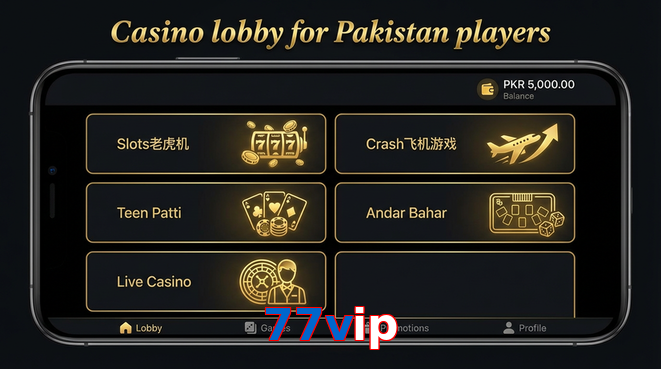 Lobby view of 77Vip for Pakistan users